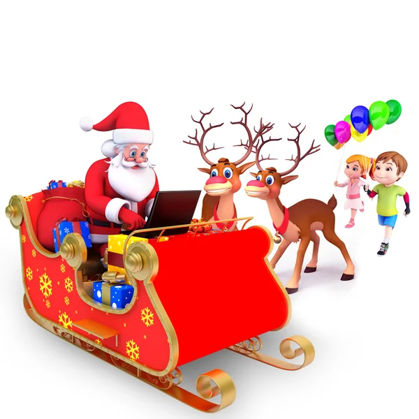 Niños con santa claus — Foto de Stock