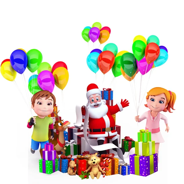 Kids with santa claus — Stock Photo, Image