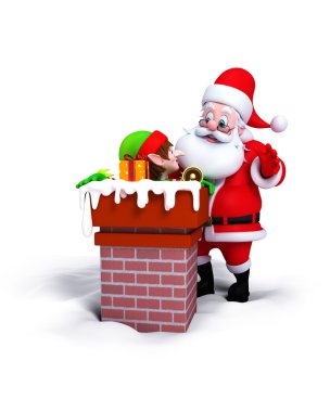 Noel Baba hediyeler ve geyiklerle