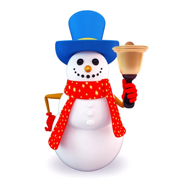 Boneco de neve feliz com sinal — Fotografia de Stock