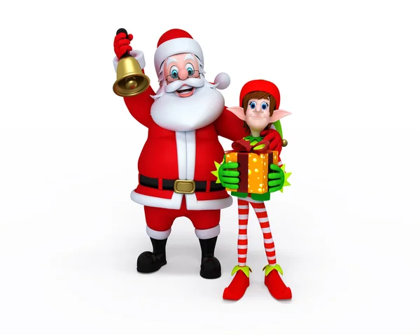 Santa claus with gifts and deer — Stock Photo, Image