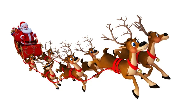 Santa claus with his sleigh — Stock Photo, Image