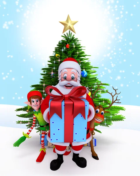 Santa claus with lots of gifts — Stock Photo, Image