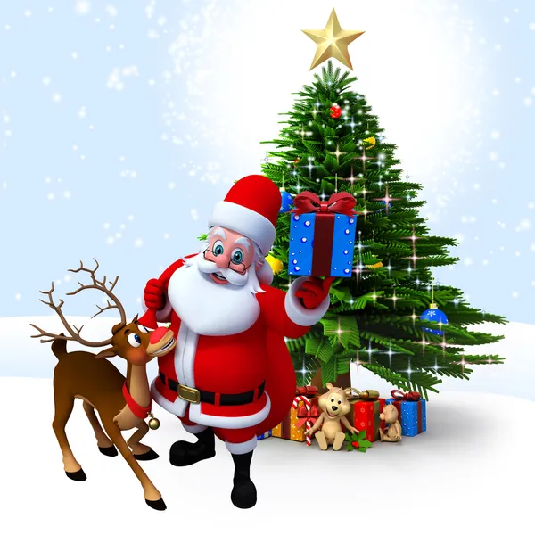 Santa claus with lots of gifts — Stock Photo, Image