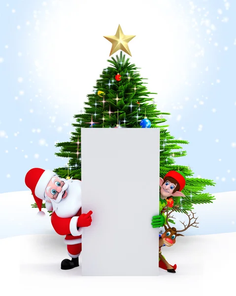Papai Noel com um grande sinal — Fotografia de Stock