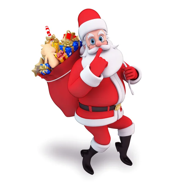 Santa claus met geschenk tas — Stockfoto