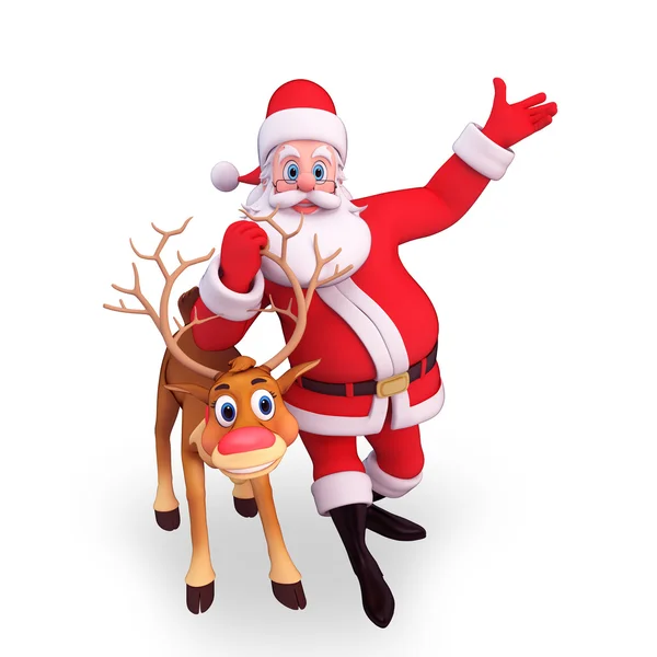 Santa claus with reindeer — Stock Photo, Image