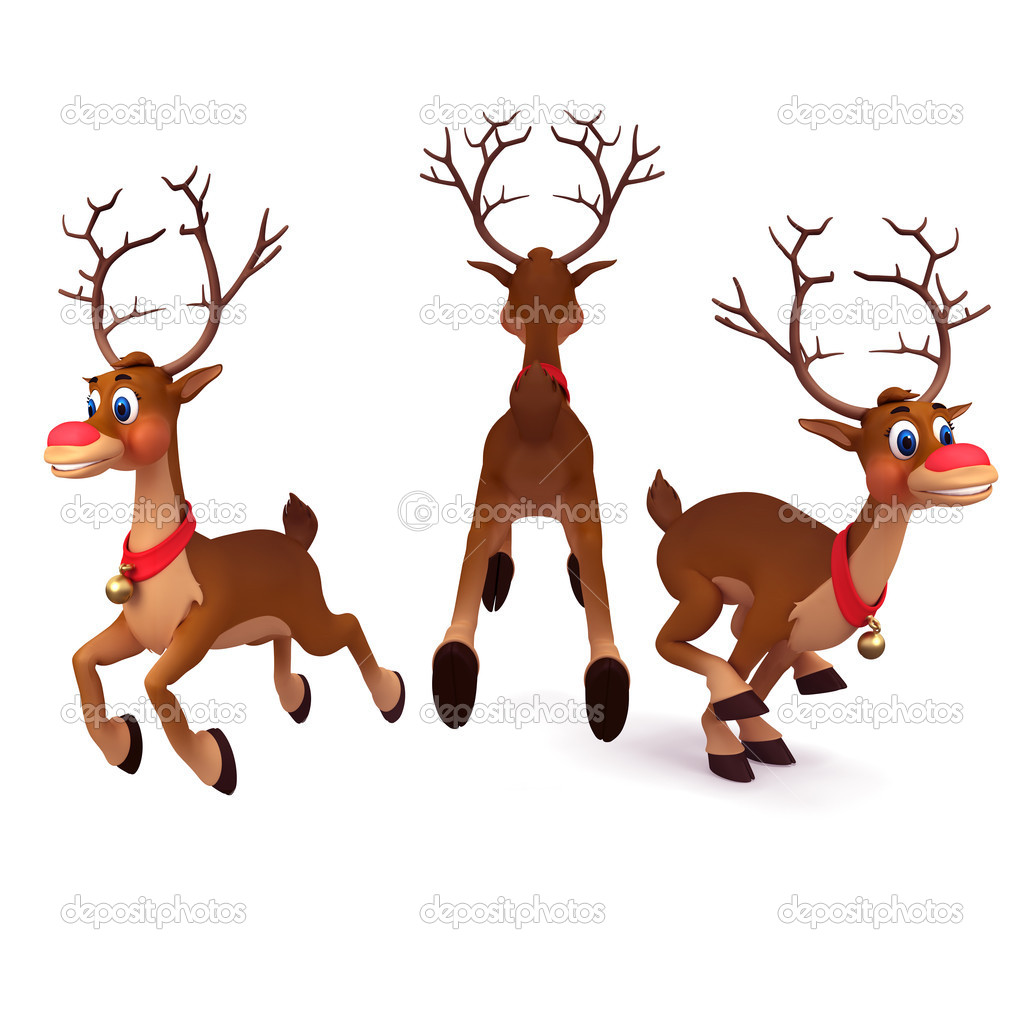 Happy and playing reindeers