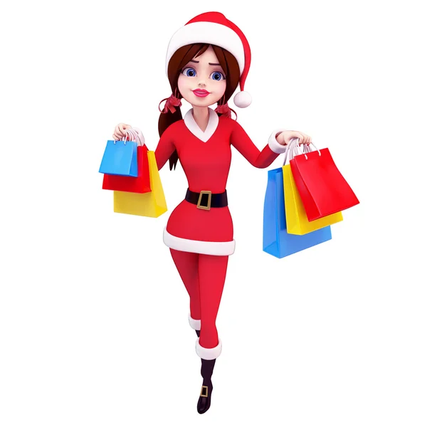 Santa chica con regalos —  Fotos de Stock