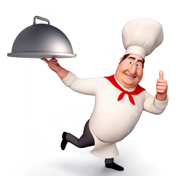 Feliz e desfrutar de chef com cozinha — Fotografia de Stock