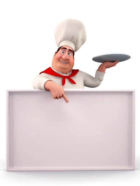 Chef con un grande segno — Foto Stock