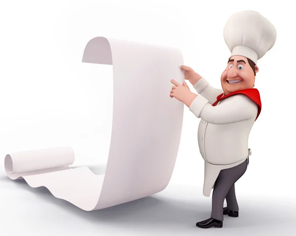 Chef with a big list — Stock Photo, Image