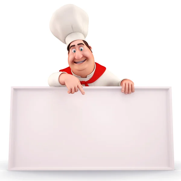 Chef-kok met groot bord — Stockfoto