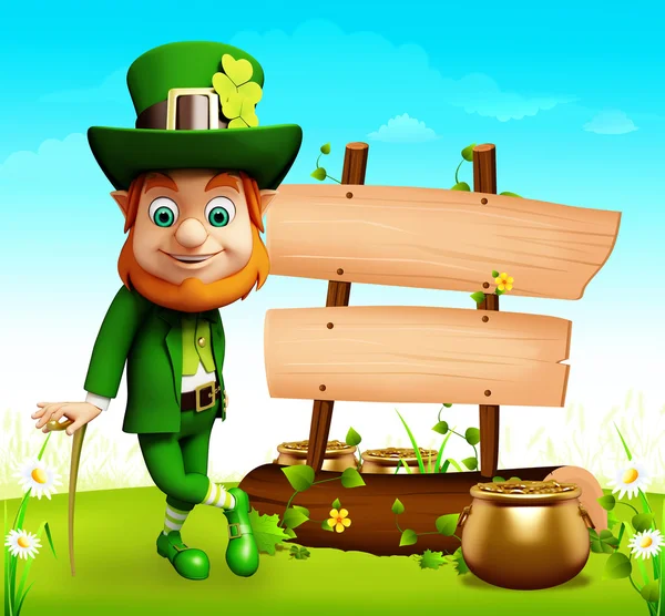 Leprechaun on the green background for st patrick's day — Stock Photo, Image