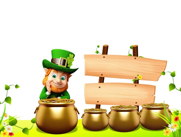 Leprechaun no fundo verde para o dia de São Patrício — Fotografia de Stock