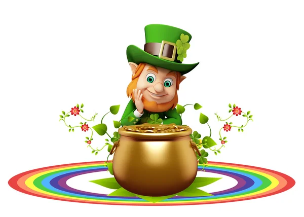 Leprechaun no fundo verde para o dia de São Patrício — Fotografia de Stock