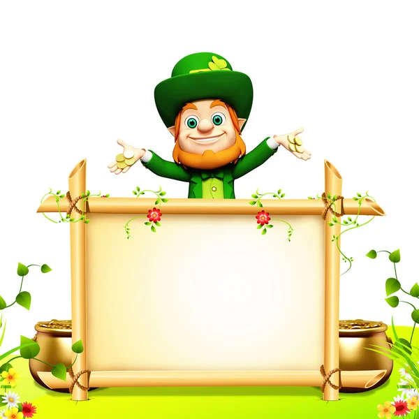 Leprechaun no fundo verde para o dia de São Patrício — Fotografia de Stock