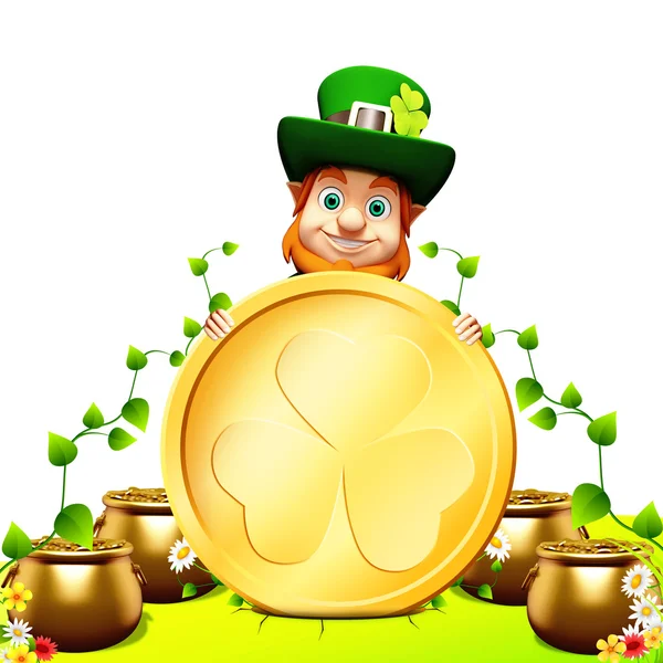 Leprechaun on the green background for st patrick's day — Stock Photo, Image