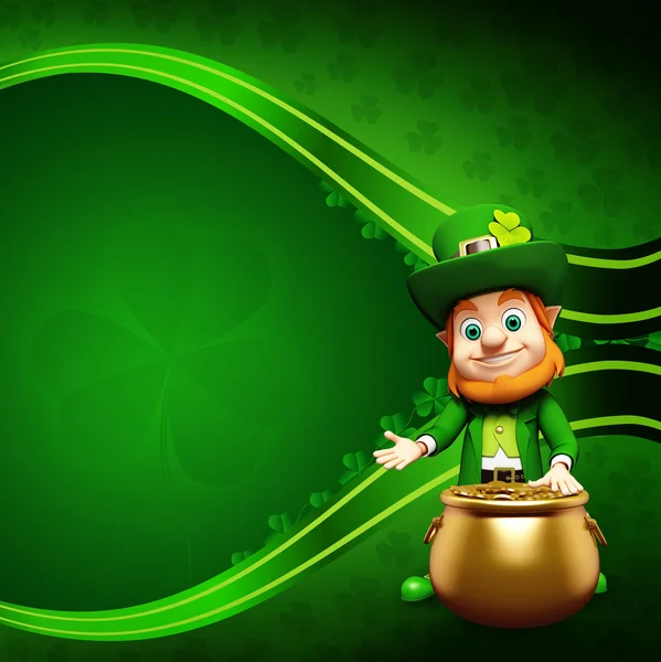 Krasnoludek na zielonym tle do st patrick's day — Zdjęcie stockowe