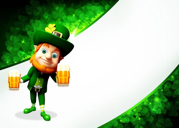 Leprechaun no fundo verde para o dia de São Patrício — Fotografia de Stock