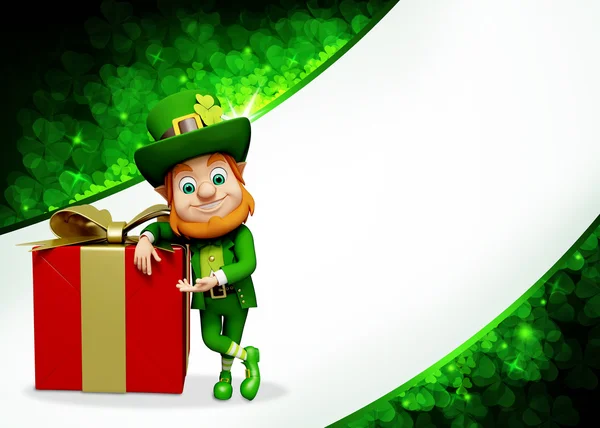Leprechaun on the green background for st patrick's day — Stock Photo, Image