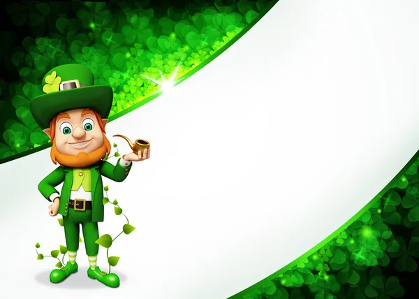 Leprechaun no fundo verde para o dia de São Patrício — Fotografia de Stock