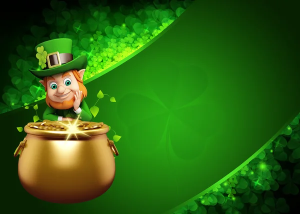 Kobold auf grünem Hintergrund zum Patrick 's Day — Stockfoto