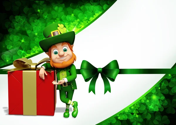 Leprechaun on the green background for st patrick's day — Stock Photo, Image