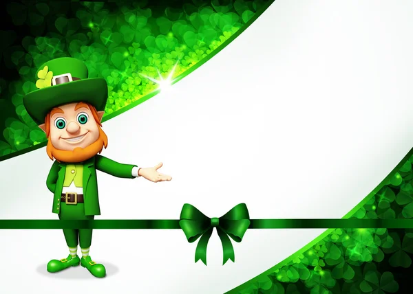 Kobold auf grünem Hintergrund zum Patrick 's Day — Stockfoto