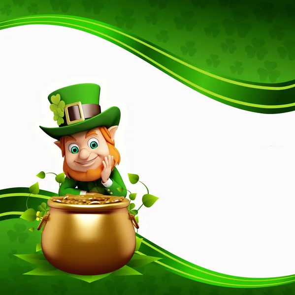 Leprechaun op de groene achtergrond voor st patrick's day — Stockfoto