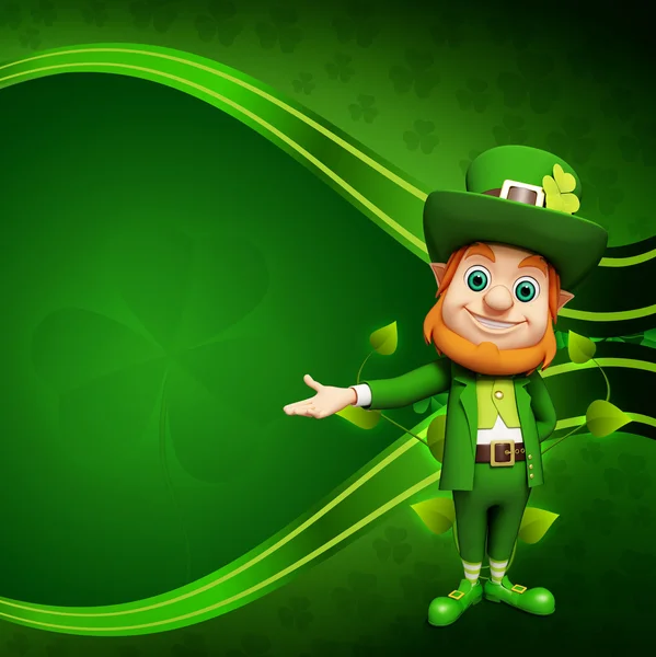 Leprechaun on the green background for st patrick's day — Stock Photo, Image