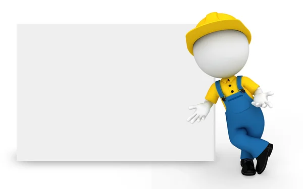 3d white working as plumber on the blank background — Stock Photo, Image