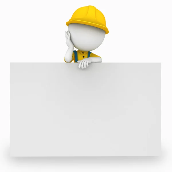 3d white working as plumber on the blank background — Stock Photo, Image