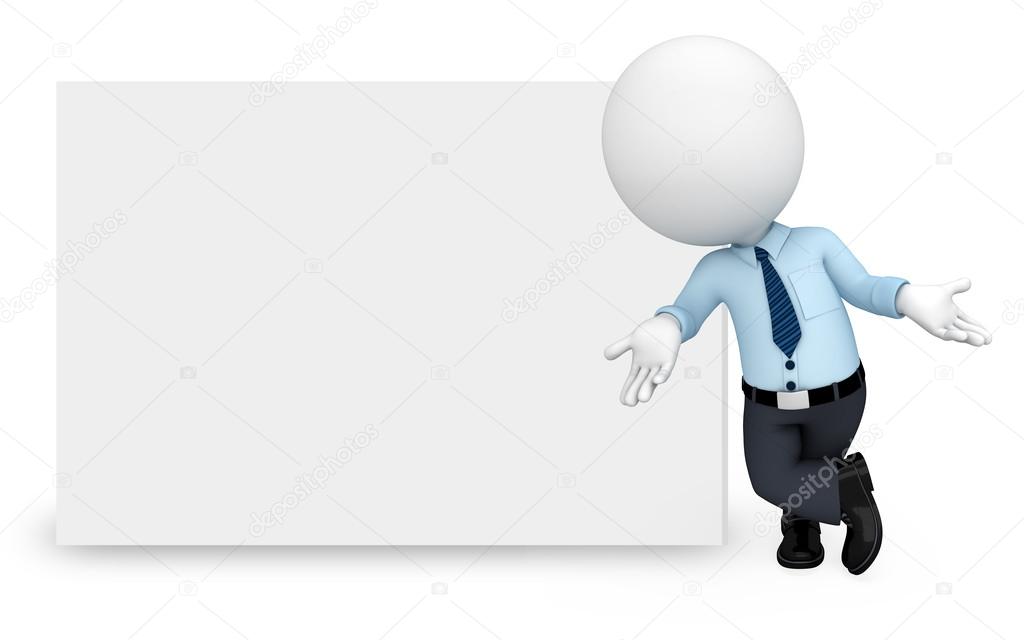 3d white working as service man on the blank background