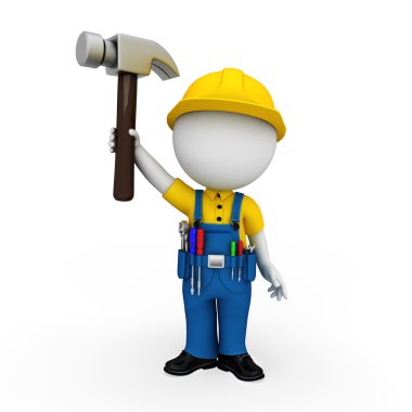 3d beyaz tesisatçı olarak boş arka planda çalışma