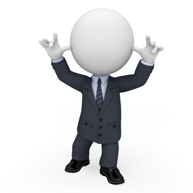 3d beyaz iş adamı boş arka planda çalışma