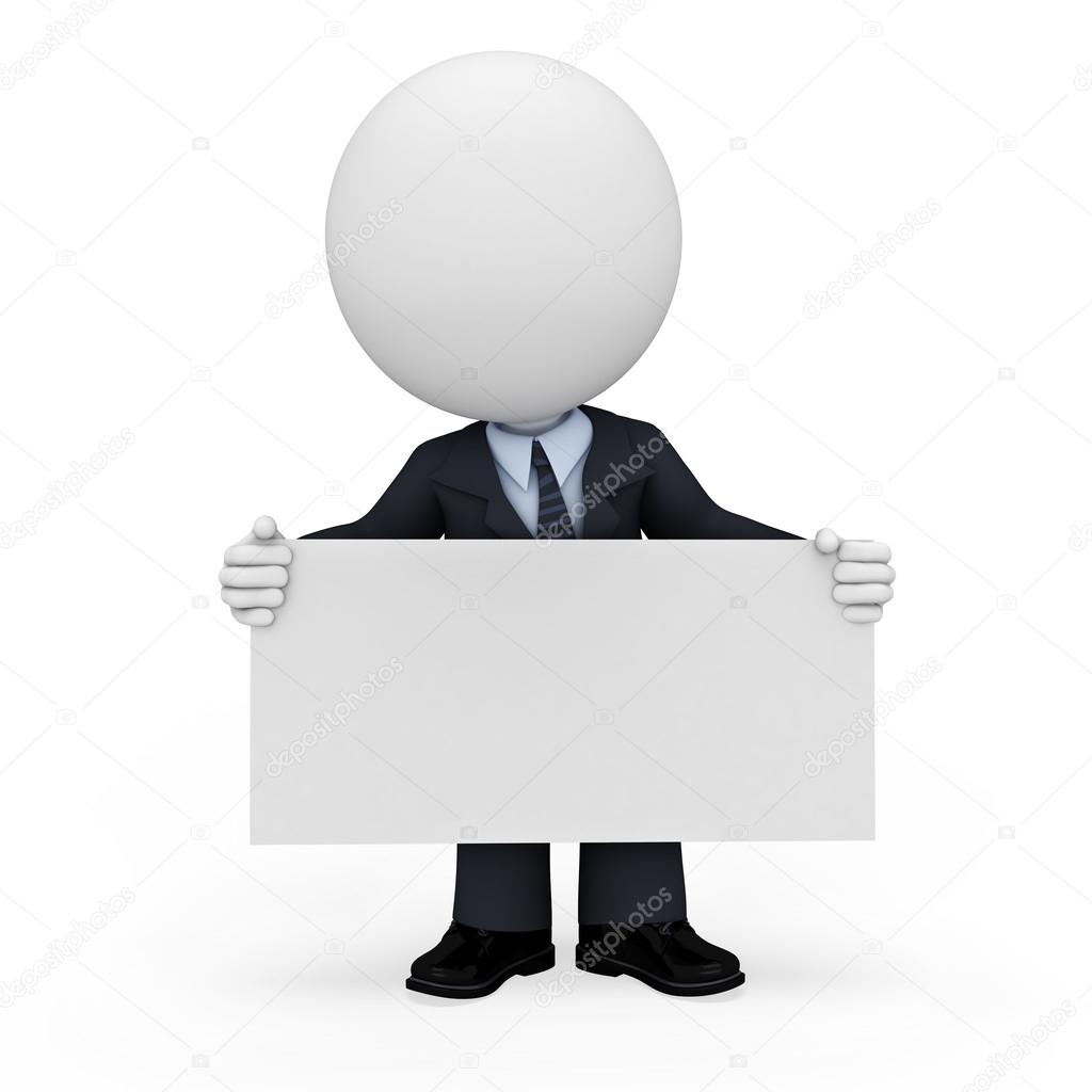 3d white working as business man on the blank background