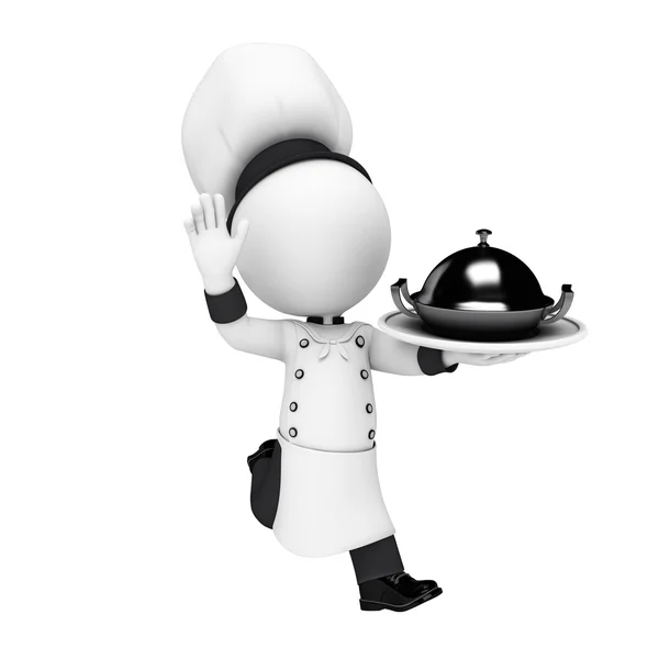 Personagem branco trabalhando como chef na cozinha — Fotografia de Stock