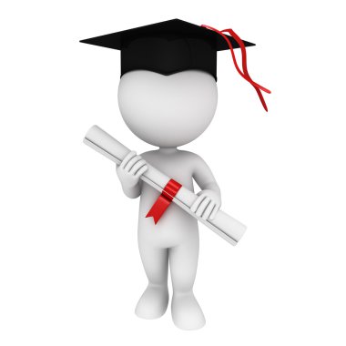 Beyaz mezuniyet diplama ile.