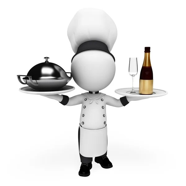 Белый персонаж работает поваром на кухне — стоковое фото