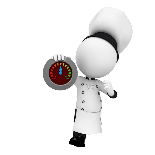 Белый персонаж работает поваром на кухне — стоковое фото