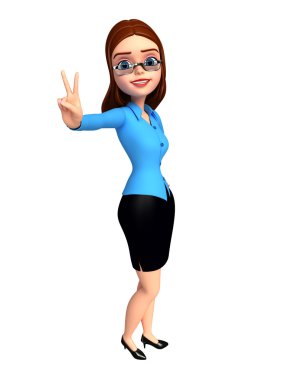 zafer işareti ile kız