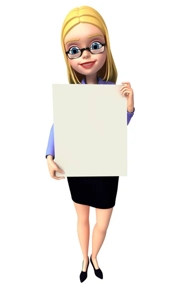 Business woman holding a blank placard — Stock Photo, Image