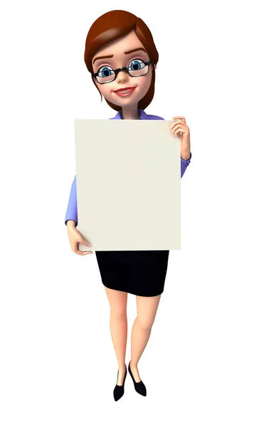 Affärskvinna som innehar ett tomt plakat — Stockfoto