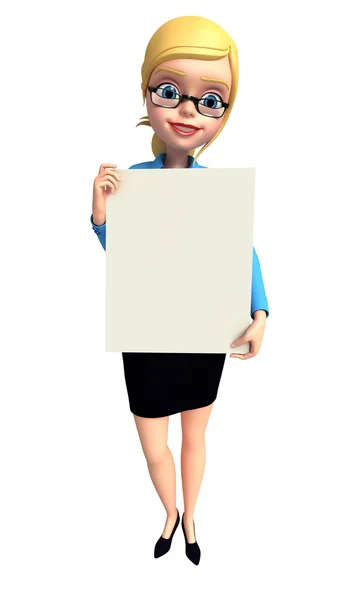 Business woman holding a blank placard — Stock Photo, Image