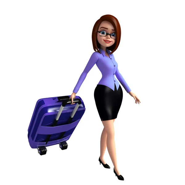 Girl with traveling bag — Stock Photo, Image