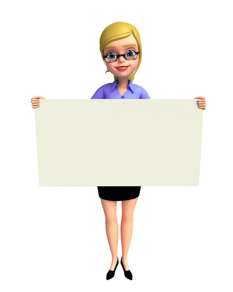 空白のプラカードを保持している女性実業家 — ストック写真