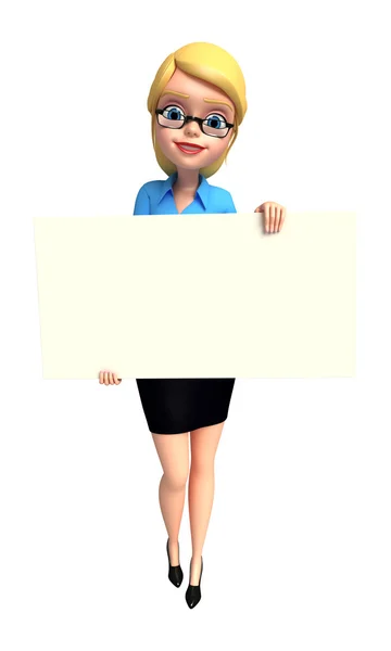 Business woman holding a blank placard — Stock Photo, Image