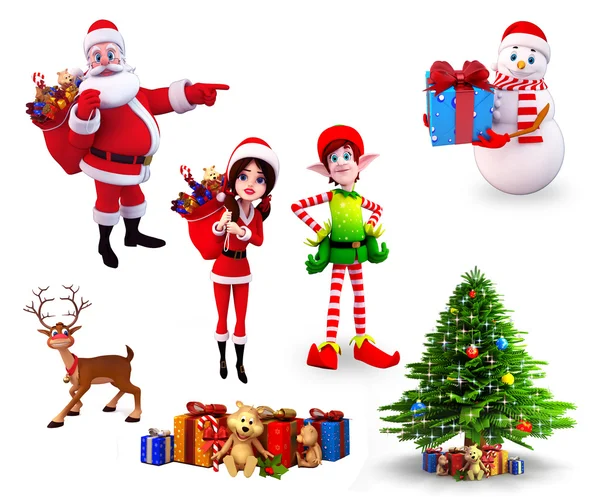 Illustration of christmas characters — Stock Photo, Image