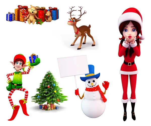 Illustration of christmas characters — Stock Photo, Image